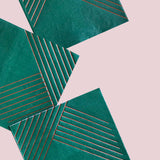 Manhattan - Dark Green Striped Cocktail Paper Napkins