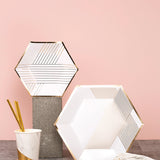Blanc - White Striped Premium Large Paper Plates